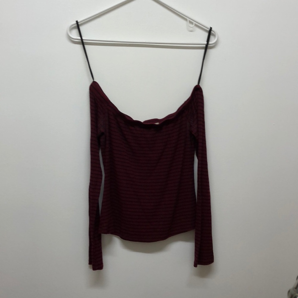 Off the shoulder striped long sleeve